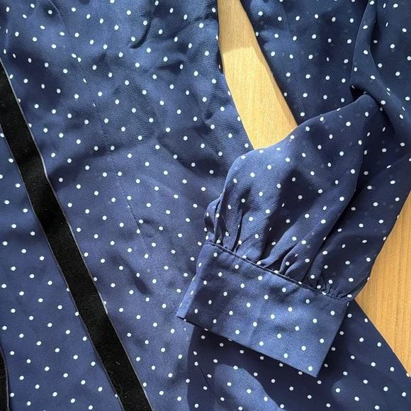RIHOAS Navy Polka Dot Dress with White Collar - Picture 6 of 7